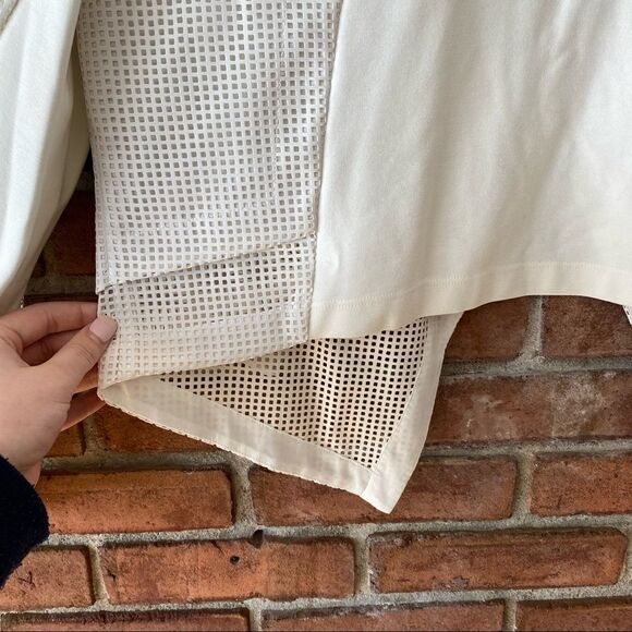 Chico's Layered See-Through Square Print Mesh Blazer White Size 1 - Picture 8 of 12